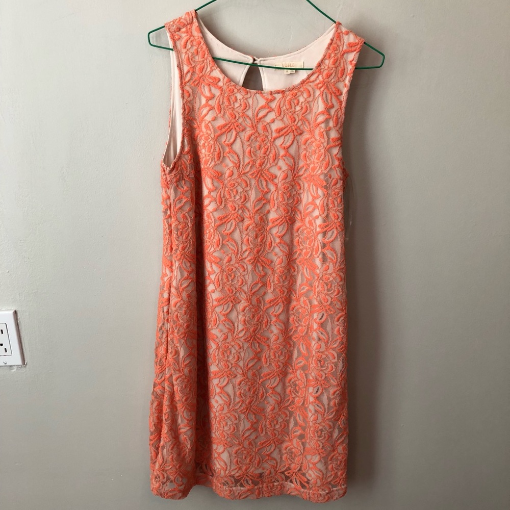 Lace coral orange size medium Tulle dress